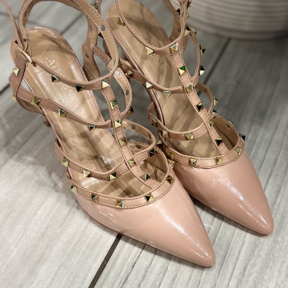 Stylish Blush Pink Studded Heels